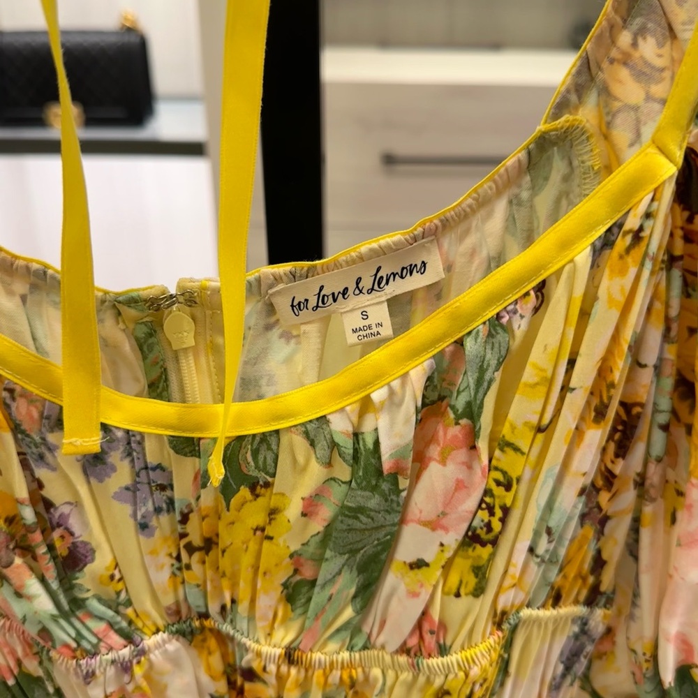 For Love And Lemons Yellow Floral Mini Dress - Picture 2 of 6